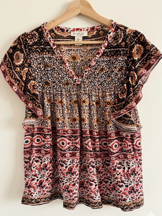Rachel Zoe Tops - Rachel Zoe Floral Boho V-Neck Cotton Blouse L